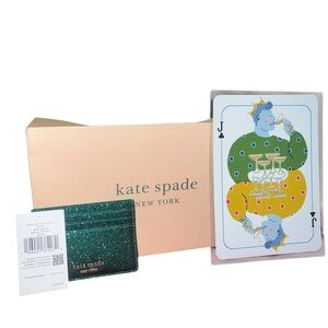 Kate Spade Emerald Glitter Card Holder and collectors card bundle